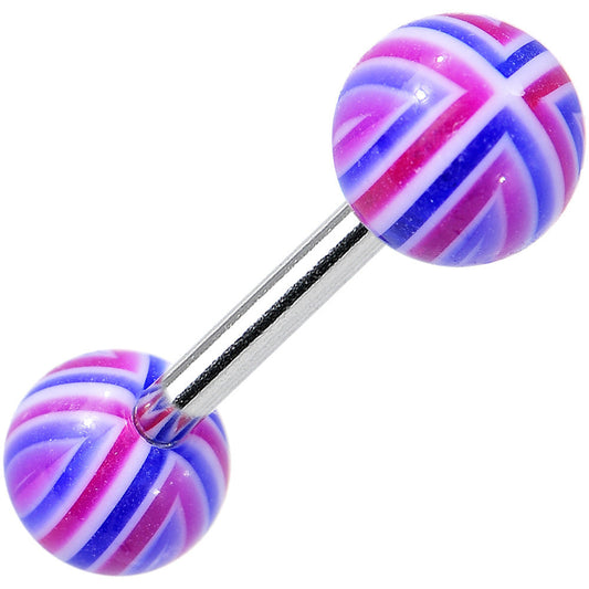 14G Pink Blue Acrylic Sweet Blush Barbell Tongue Ring 5/8