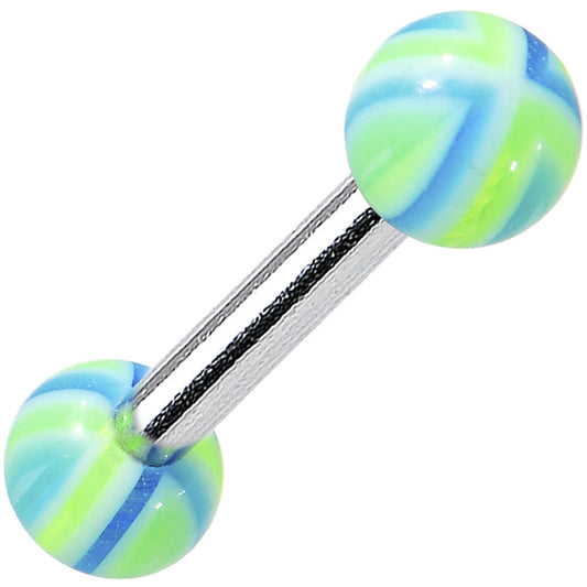 16G Green Aqua Acrylic Ocean Waves Barbell Eyebrow Ring 5/16