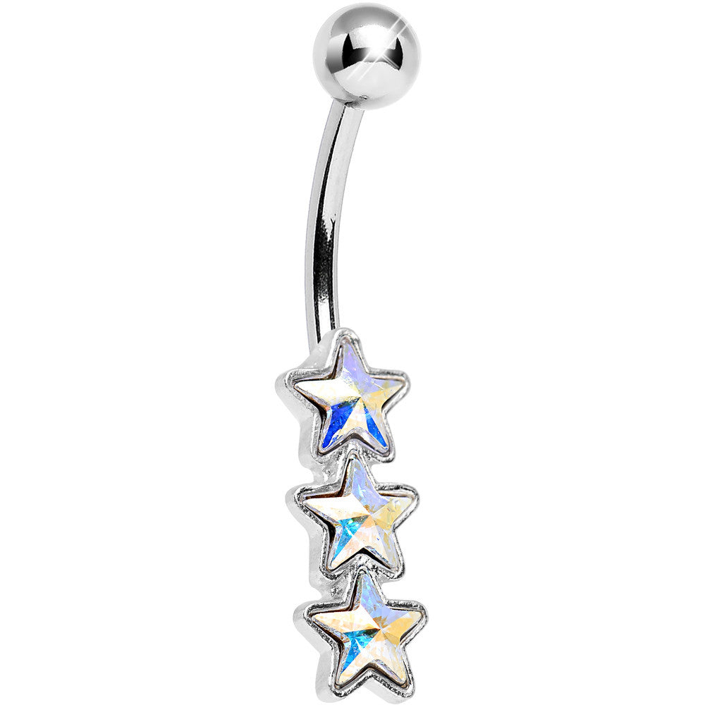 Aurora Gem Dazzling Triple Star Belly Ring