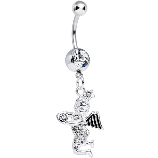 Crystalline Gem Cherubic Angel Dangle Belly Ring