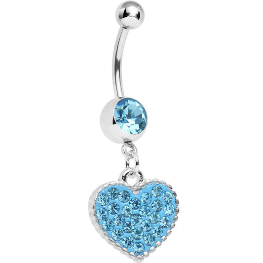 Aqua Gem Morning Sunrise Heart Belly Ring
