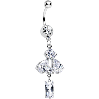 Clear Cubic Zirconia Dazzling Drops of Rain Dangle Belly Ring