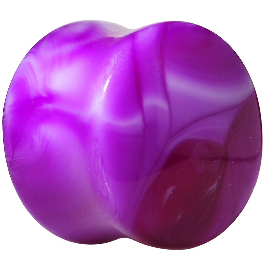 Acrylic Purple and White Marbled Saddle Plug 6G to 1 Inch