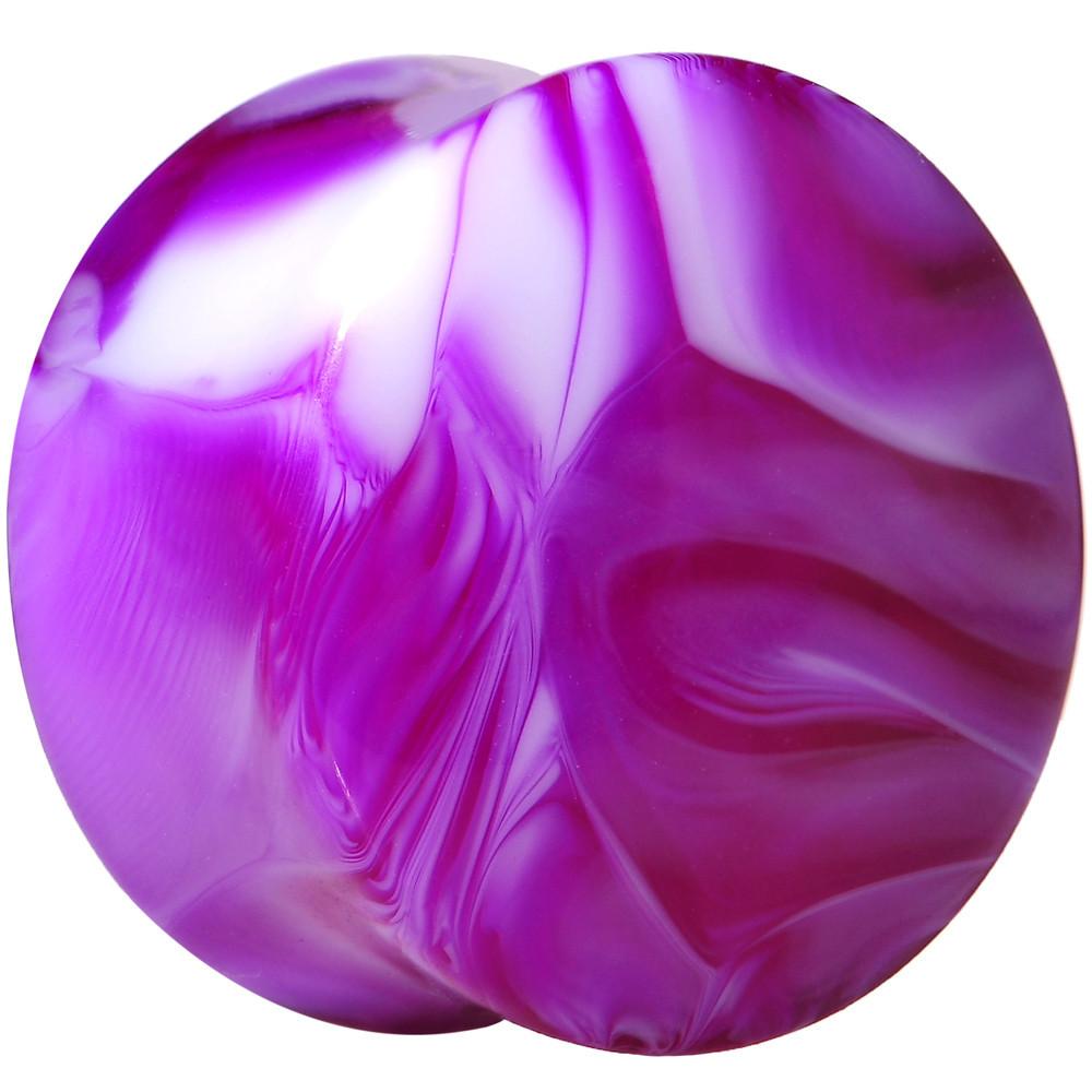 Acrylic Purple and White Marbled Saddle Plug 6G to 1 Inch
