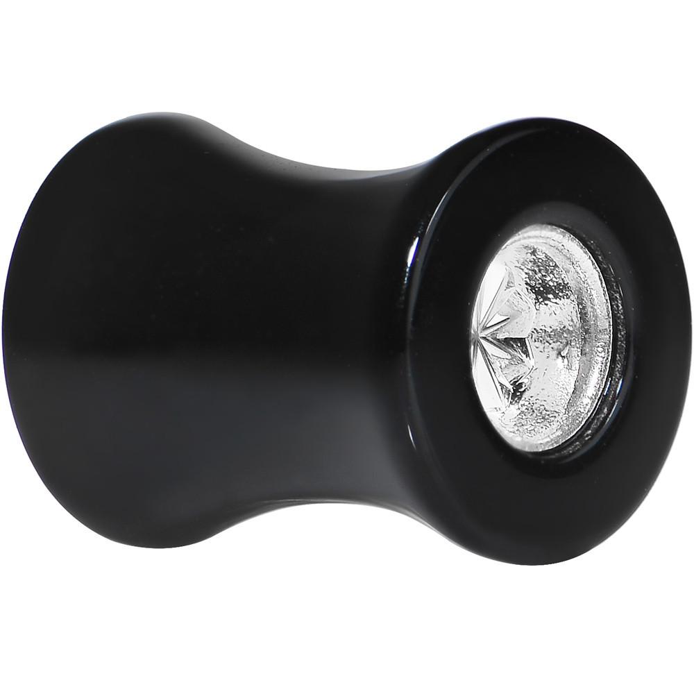 Black Acrylic Silver Flashy Tire Rim Saddle Plug 2G to 20mm