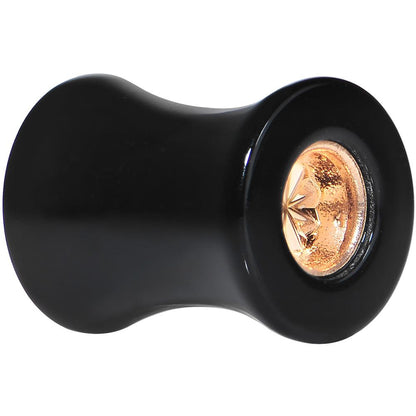 Black Acrylic Gold Flashy Tire Rim Saddle Plug 2G to 20mm