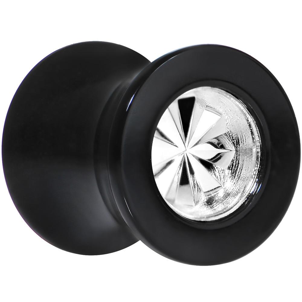 Black Acrylic Silver Flashy Tire Rim Saddle Plug 2G to 20mm