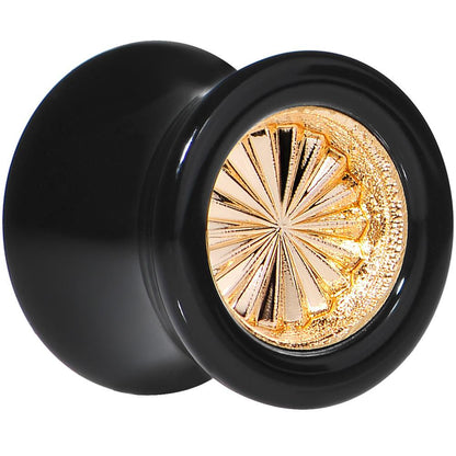 Black Acrylic Gold Flashy Tire Rim Saddle Plug 2G to 20mm