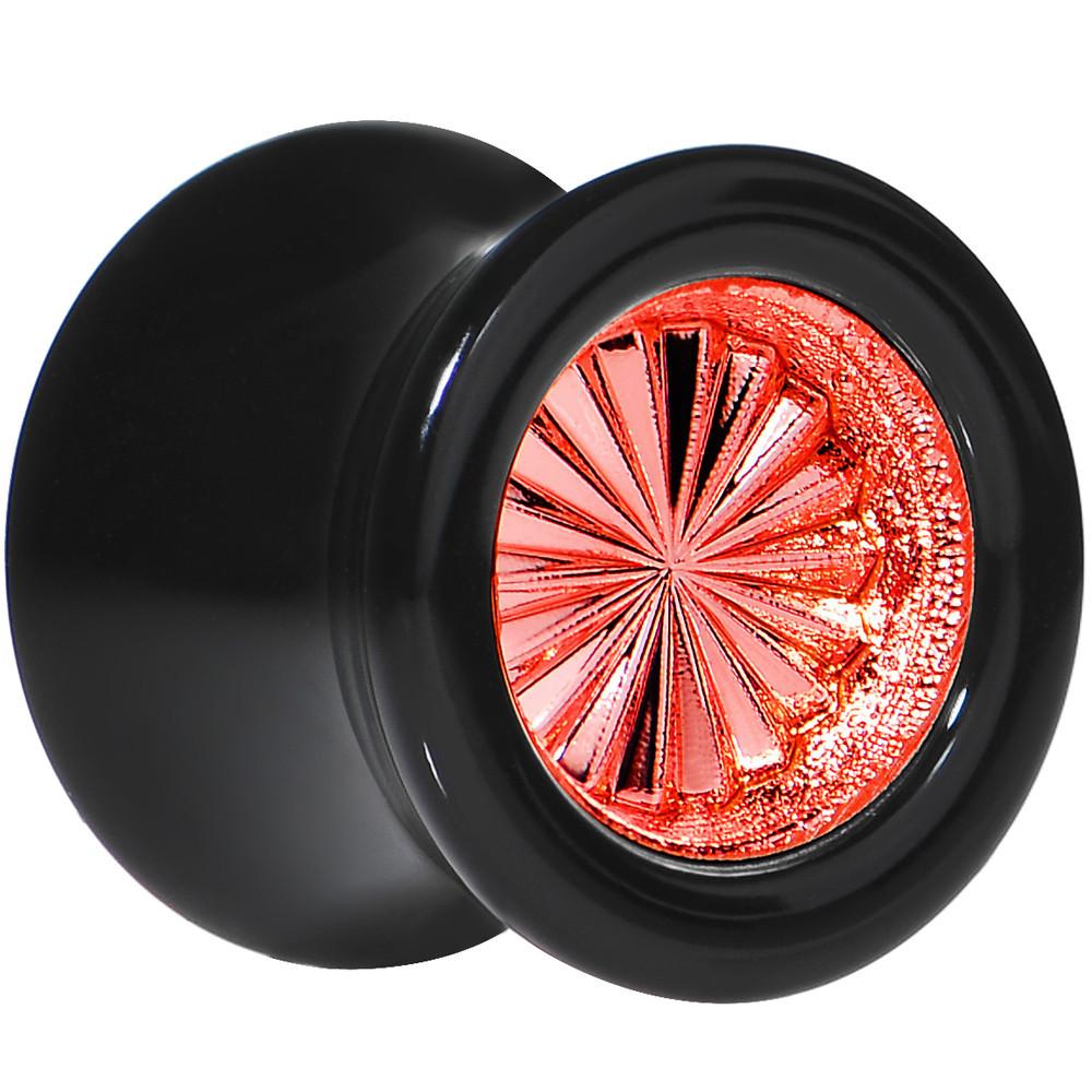 Black Acrylic Red Flashy Tire Rim Saddle Plug 2G to 20mm
