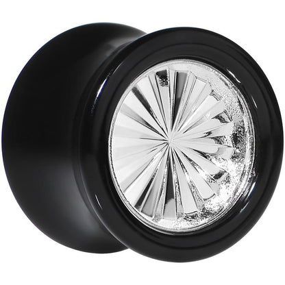 Black Acrylic Silver Flashy Tire Rim Saddle Plug 2G to 20mm