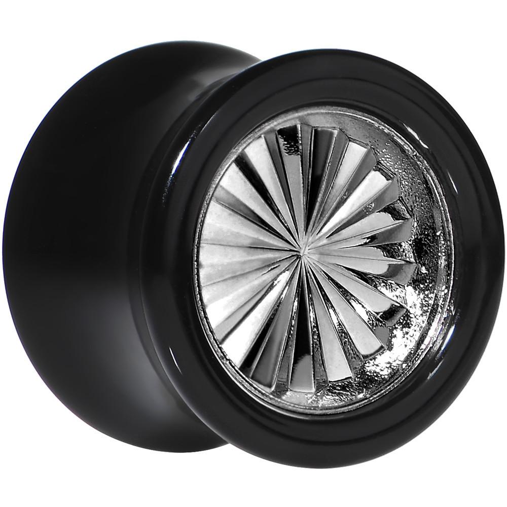 Black Acrylic Grey Flashy Tire Rim Saddle Plug 2G to 20mm