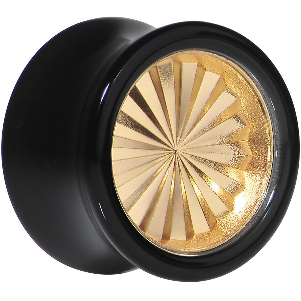 Black Acrylic Gold Flashy Tire Rim Saddle Plug 2G to 20mm