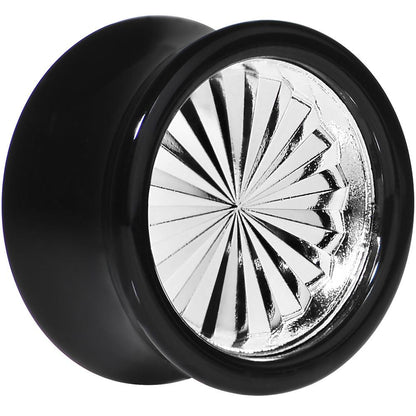 Black Acrylic Silver Flashy Tire Rim Saddle Plug 2G to 20mm