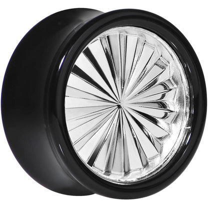 Black Acrylic Silver Flashy Tire Rim Saddle Plug 2G to 20mm