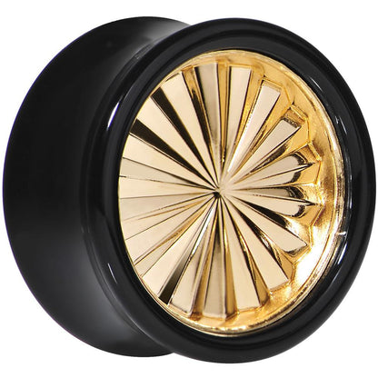 Black Acrylic Gold Flashy Tire Rim Saddle Plug 2G to 20mm