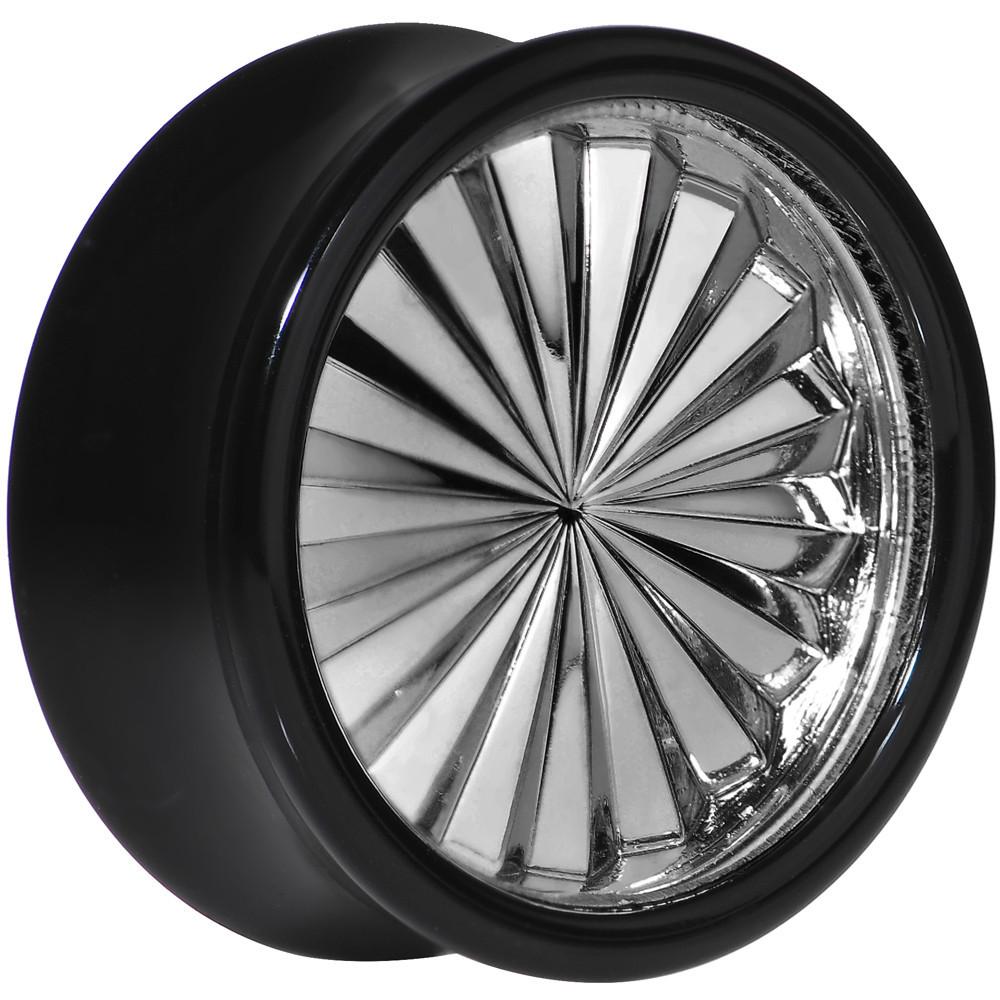 Black Acrylic Grey Flashy Tire Rim Saddle Plug 2G to 20mm