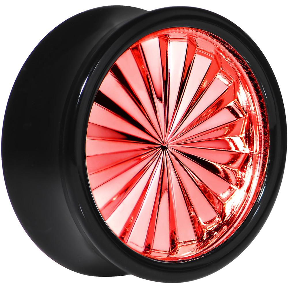 Black Acrylic Red Flashy Tire Rim Saddle Plug 2G to 20mm