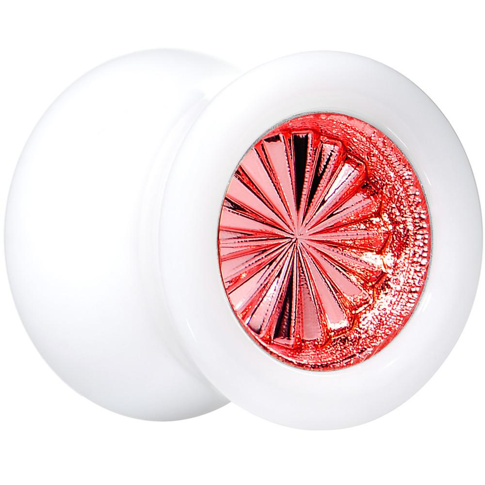 White Acrylic Red Flashy Tire Rim Saddle Plug 2G to 20mm