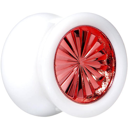 White Acrylic Red Flashy Tire Rim Saddle Plug 2G to 20mm