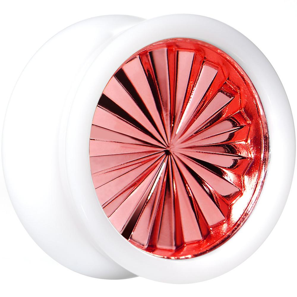 White Acrylic Red Flashy Tire Rim Saddle Plug 2G to 20mm