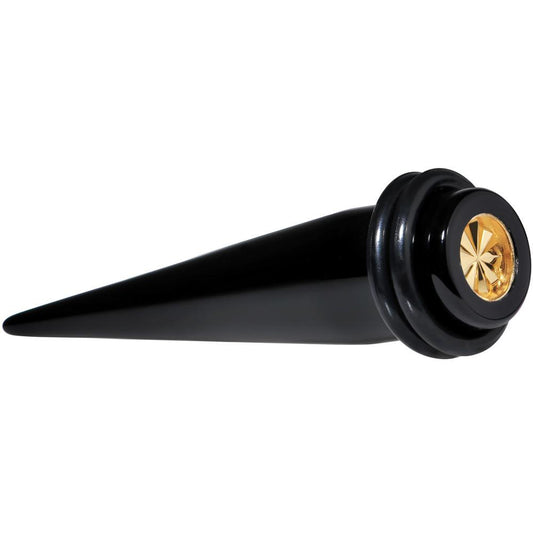 Black Acrylic Gold Flashy Tire Rim Taper 2G to 20mm