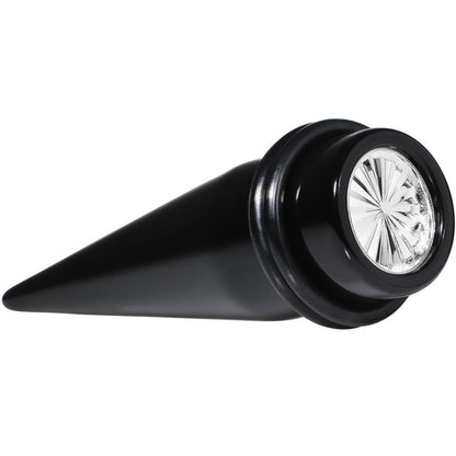 Black Acrylic Silver Flashy Tire Rim Taper 2G to 20mm