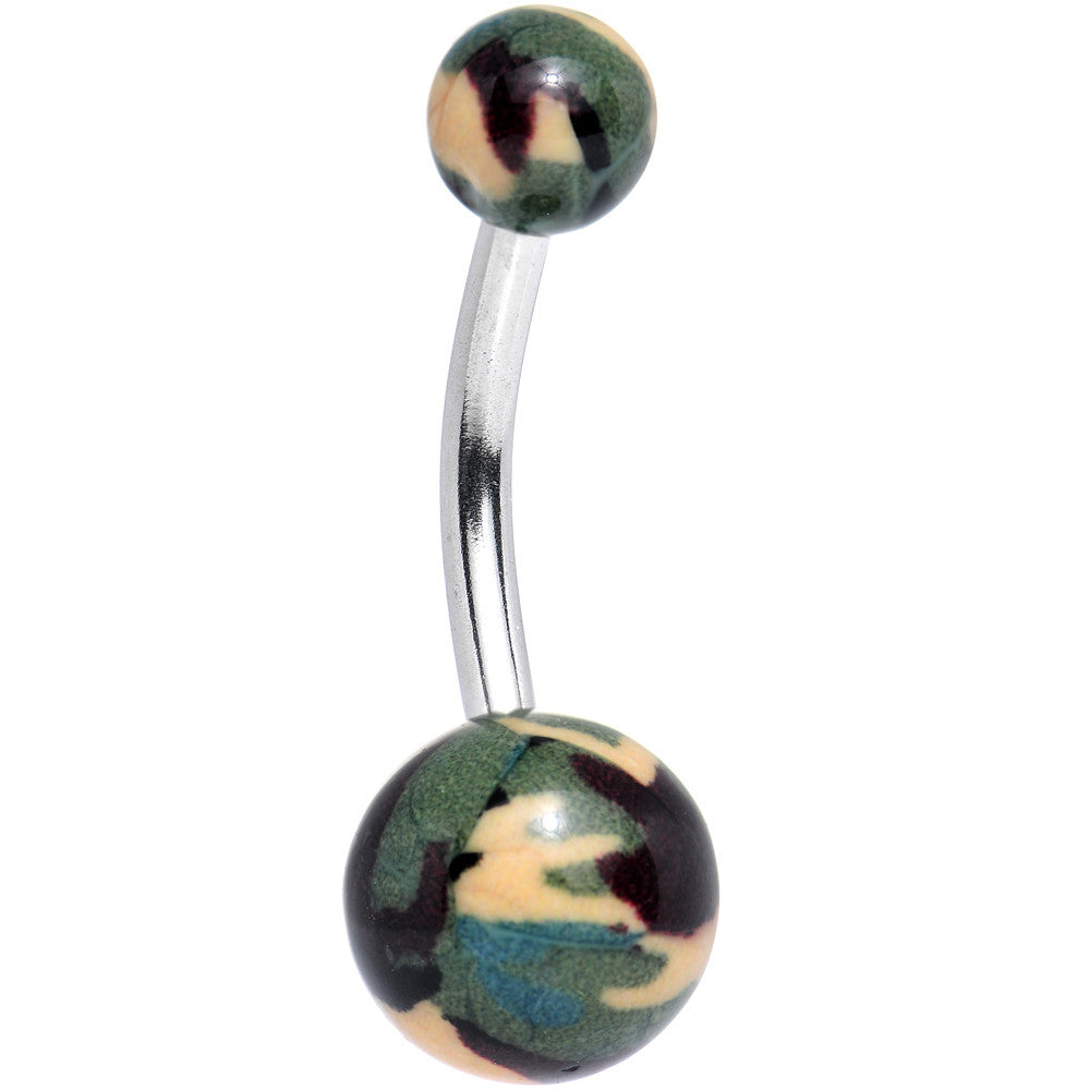 Woodland Camouflage Acrylic Belly Ring