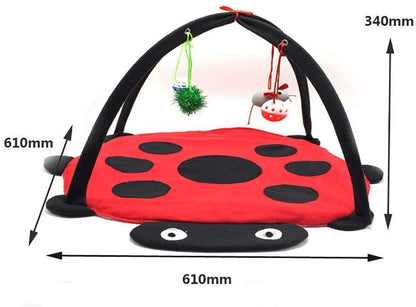 Black Ladybug Cat Play Mat