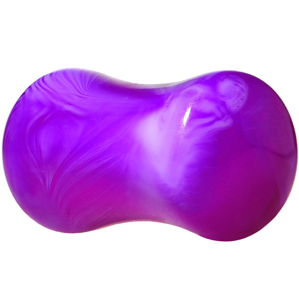 Acrylic Purple and White Marbled Saddle Plug 6G to 1 Inch