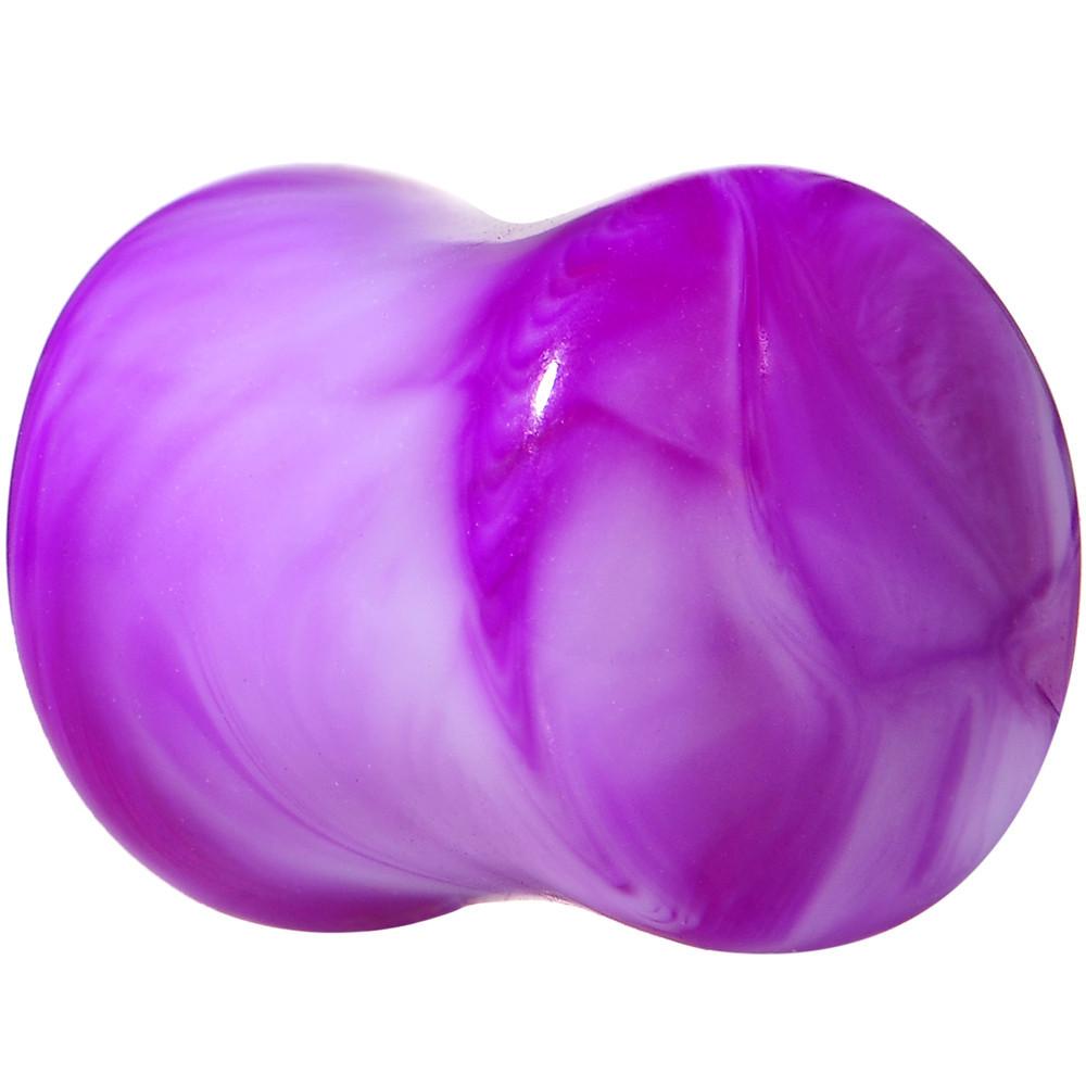 Acrylic Purple and White Marbled Saddle Plug 6G to 1 Inch