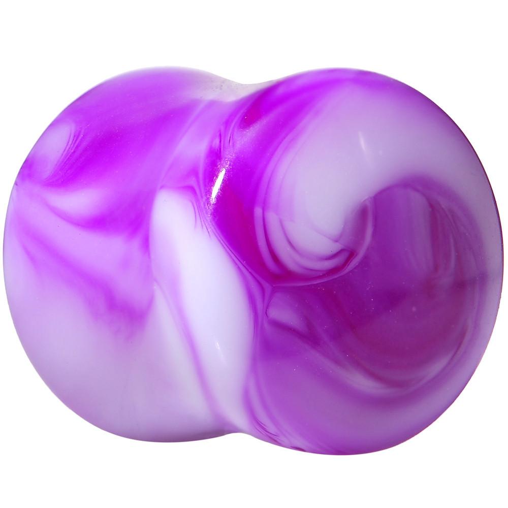 Acrylic Purple and White Marbled Saddle Plug 6G to 1 Inch