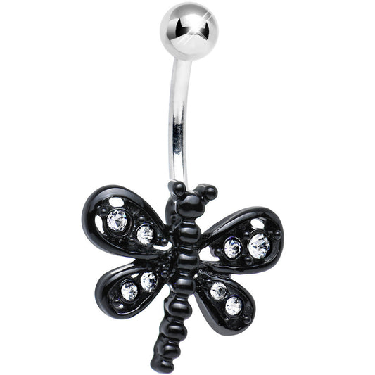 Clear Gem Dark and Dreamy Dragonfly Belly Ring
