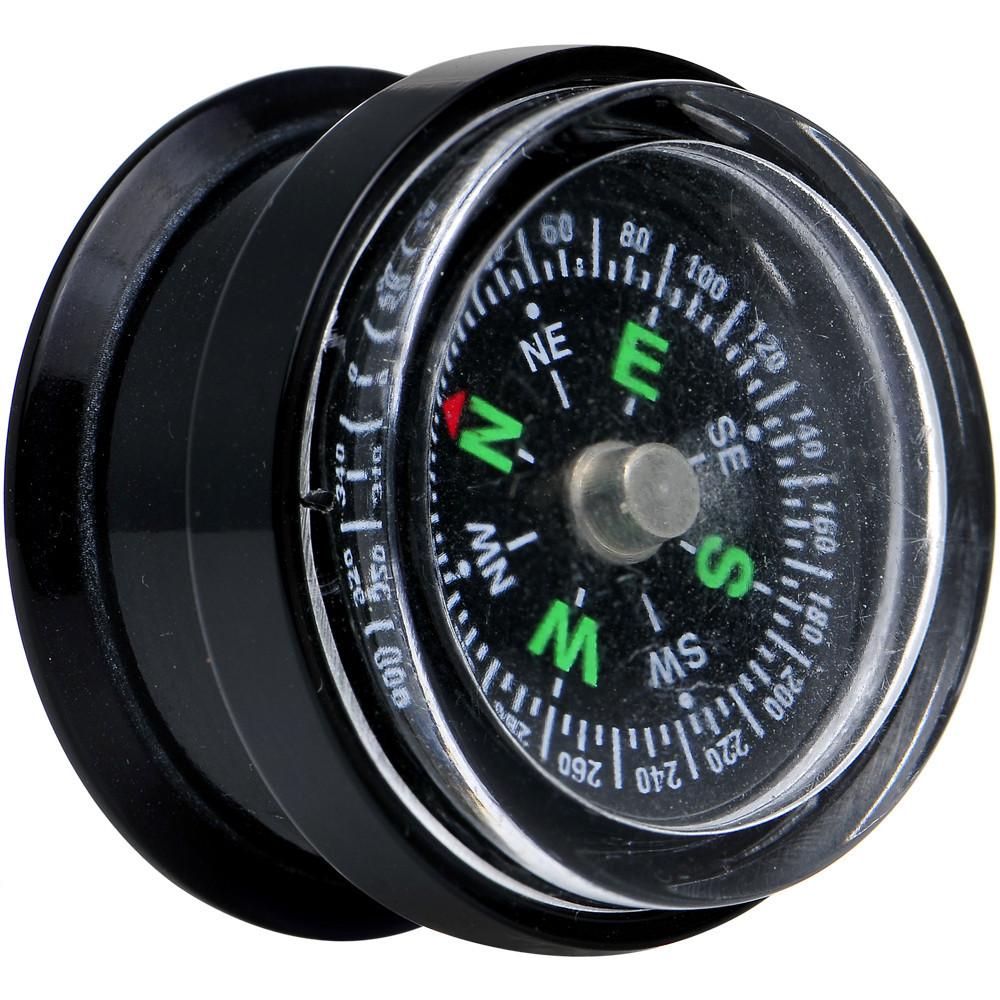 Acrylic Black Find Your Direction Compass Screw Fit Plug 0G to 1"