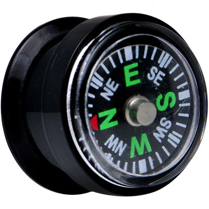 Acrylic Black Find Your Direction Compass Screw Fit Plug 0G to 1"