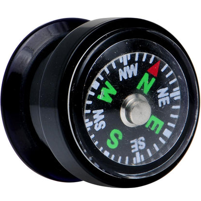 Acrylic Black Find Your Direction Compass Screw Fit Plug 0G to 1"