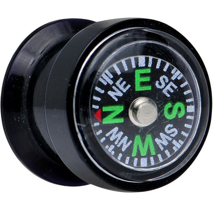 Acrylic Black Find Your Direction Compass Screw Fit Plug 0G to 1"