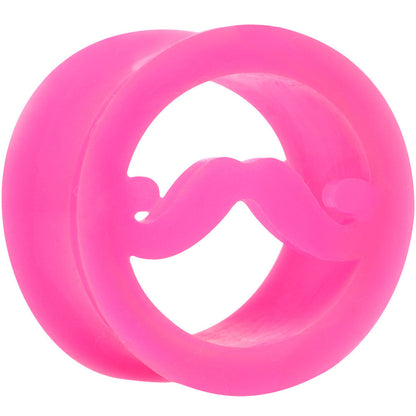 20mm Pink Silicone Dapper Mustache Tunnel Plug