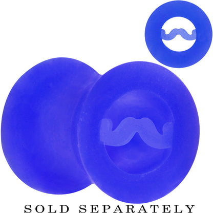 0G Blue Silicone Dapper Mustache Tunnel Plug