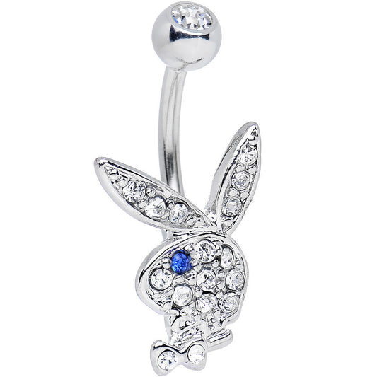 Licensed Clear Gem and Blue Gem Eye Playboy Bunny Belly Ring