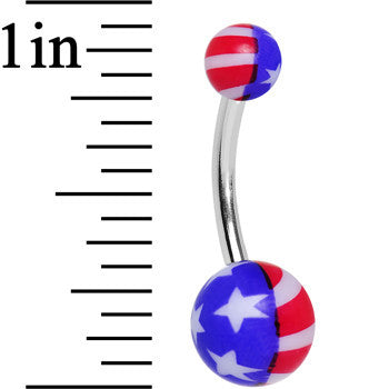 Acrylic Red White and Blue Stars and Stripes Belly Ring