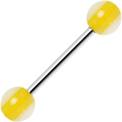 14G Acrylic Ideal Sunny Yellow Stripe Straight Barbell Tongue Ring