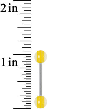 14G Acrylic Ideal Sunny Yellow Stripe Straight Barbell Tongue Ring