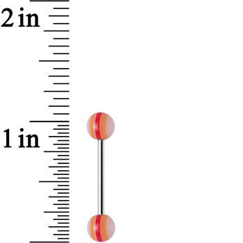 14G Acrylic Sunny Tones Striped Straight Barbell Tongue Ring