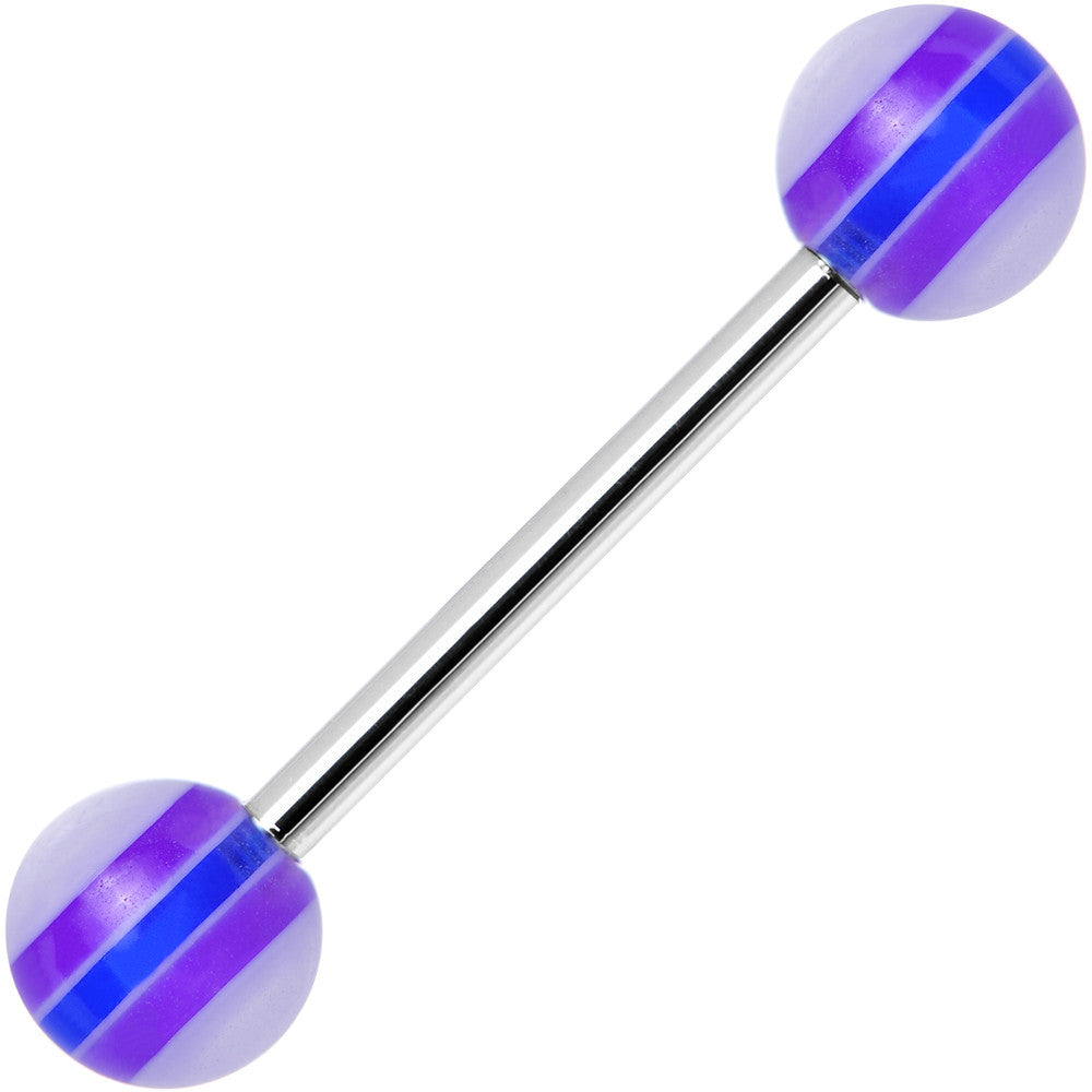 14G Acrylic Purple Deepness Stripe Straight Barbell Tongue Ring