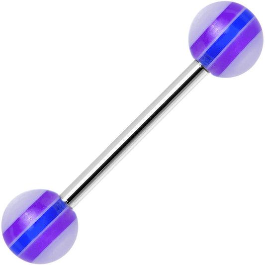 14G Acrylic Purple Deepness Stripe Straight Barbell Tongue Ring