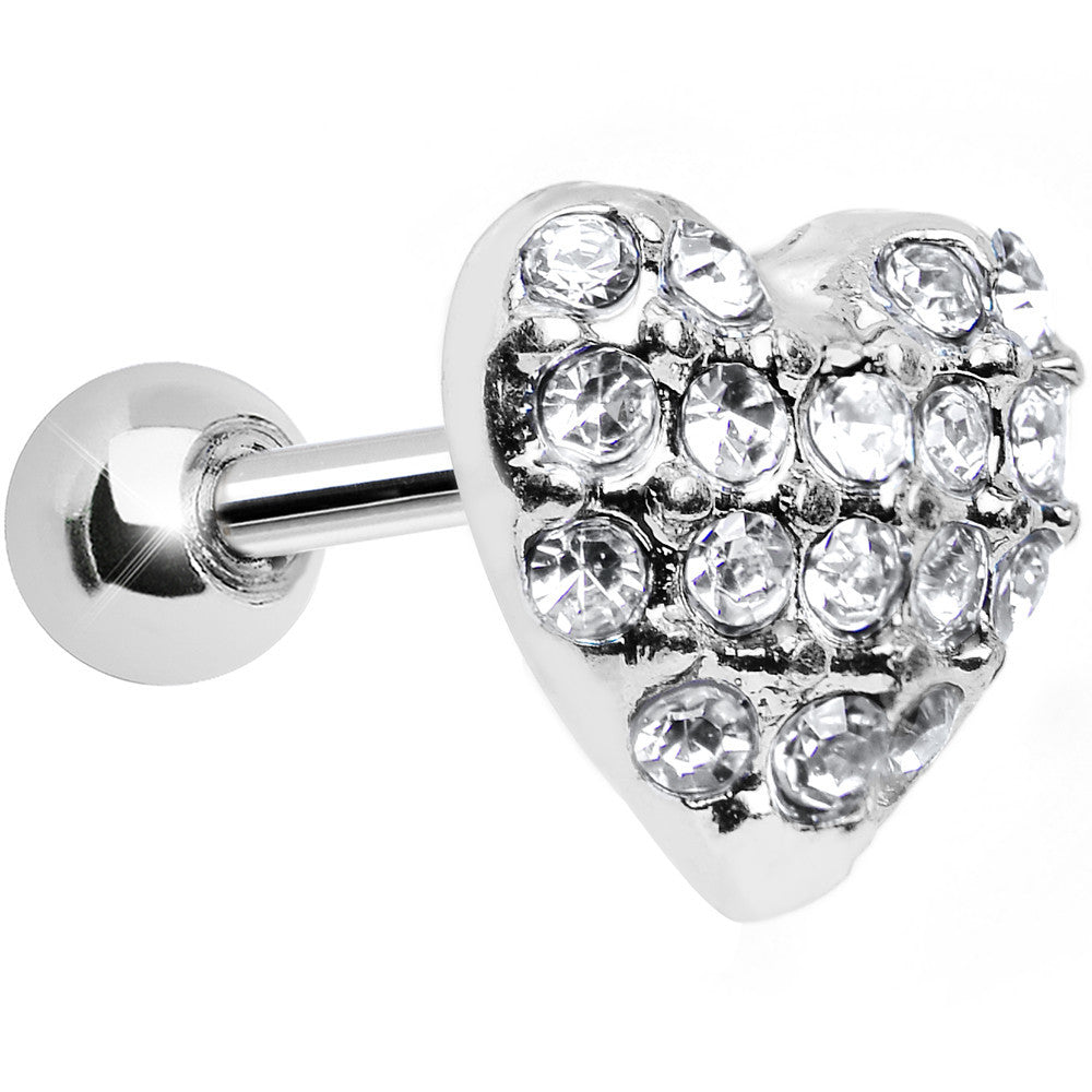 Clear Crystal 18G Faithful Heart Cartilage Tragus Earring