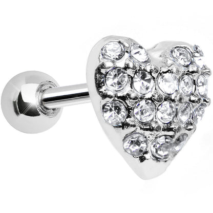 Clear Crystal 18G Faithful Heart Cartilage Tragus Earring