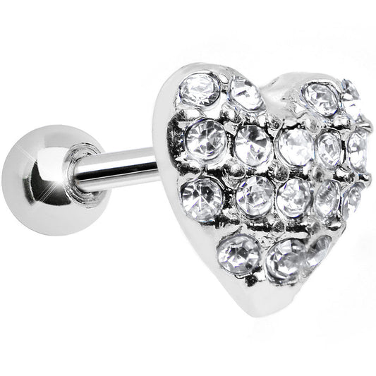 Clear Crystal 18G Faithful Heart Cartilage Tragus Earring
