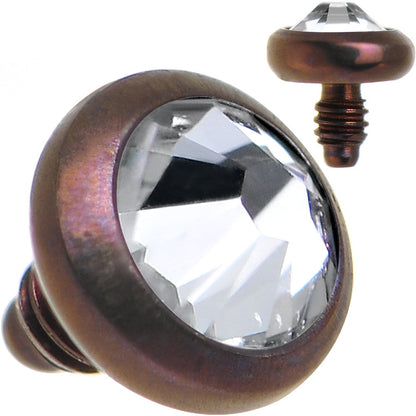 14G 3mm Clear Gem Bronze Anodized Titanium Dermal Top