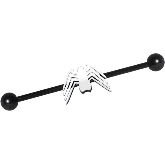 Licensed Marvel Black PVD White Spiderman Logo Industrial Barbell 38mm
